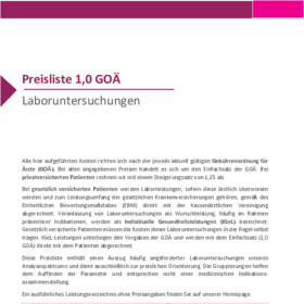 Preisliste 1,0 GOÄ